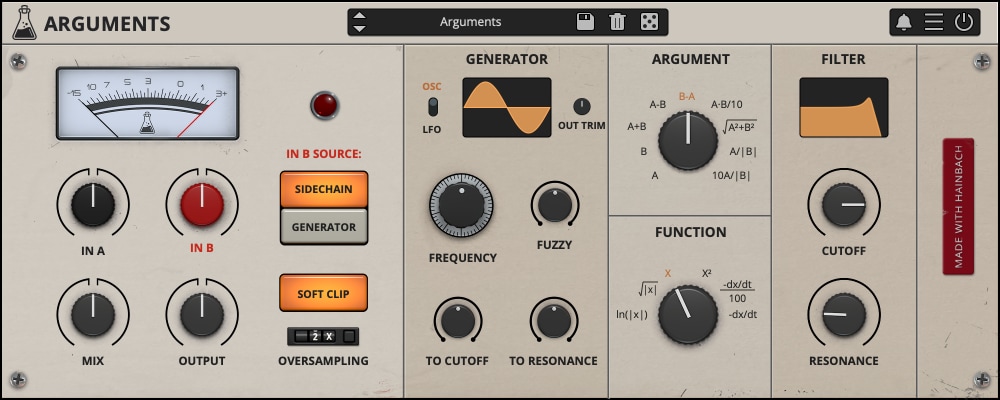 Arguments, Hainbach's Test Equipment-Based Effect Processor and Tone Generator Plugin - VST2, VST3, AU, AAX, CLAP